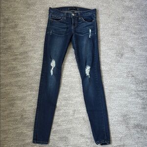 Flying Monkey Platinum Skinny Blue Jeans with Distressed Details